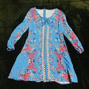 Long sleeve blue dress